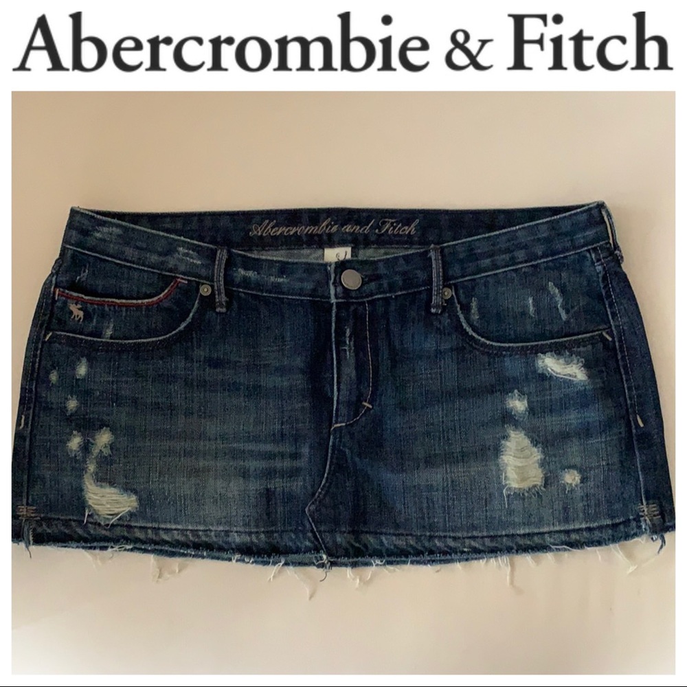 Abercrombie & Fitch denim distressed short skirt